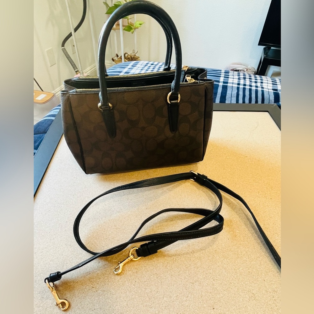 Coach Mini Surrey Carryall Brown and Black Satchel - Picture 2 of 10